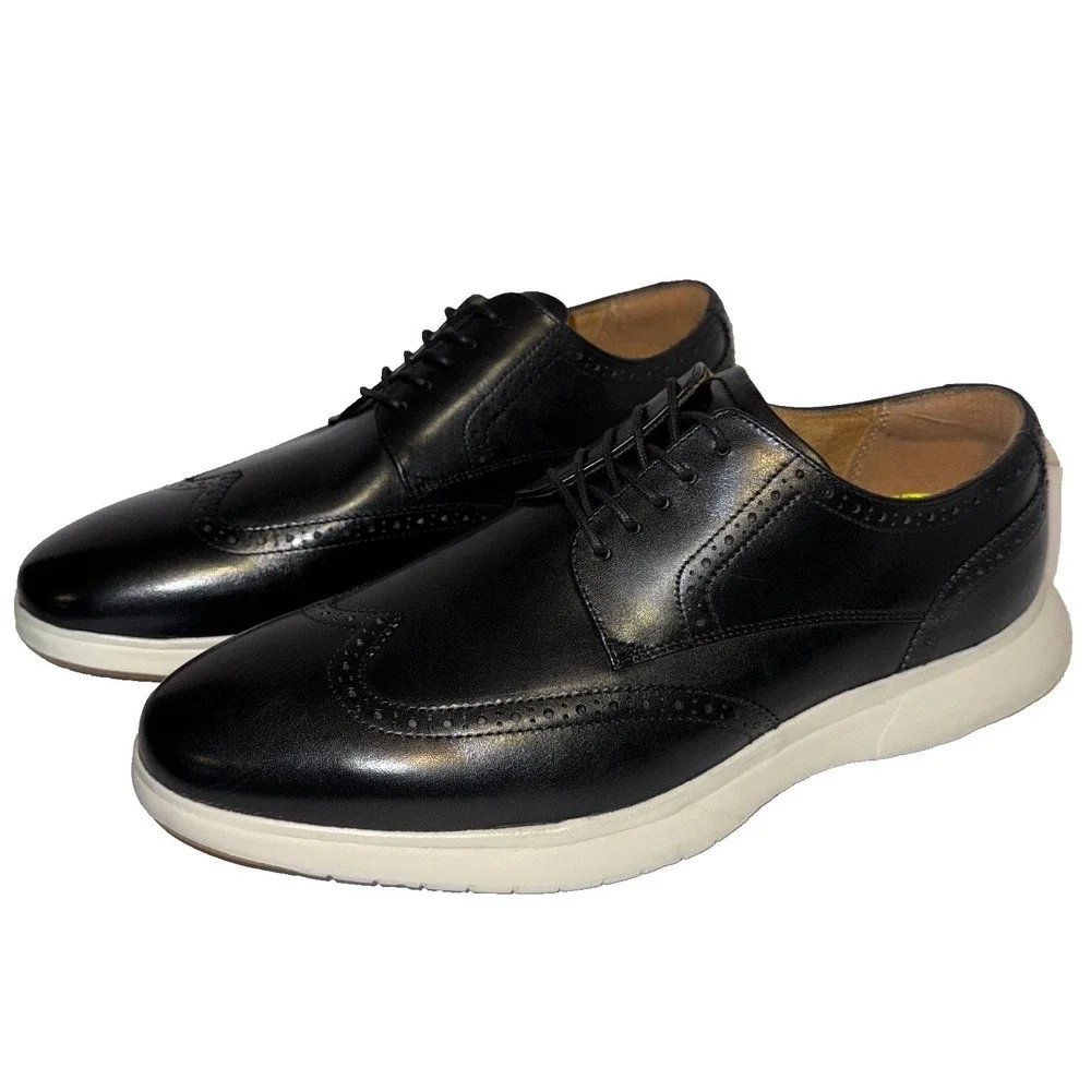 NEW Florsheim Dash Wingtip Oxford Dress Shoe | Black/White | Men's 10.5